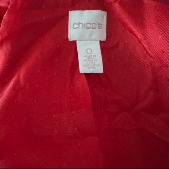 Chicos red blazer Double Button Pockets Lined Size 0 Small - Picture 3 of 9
